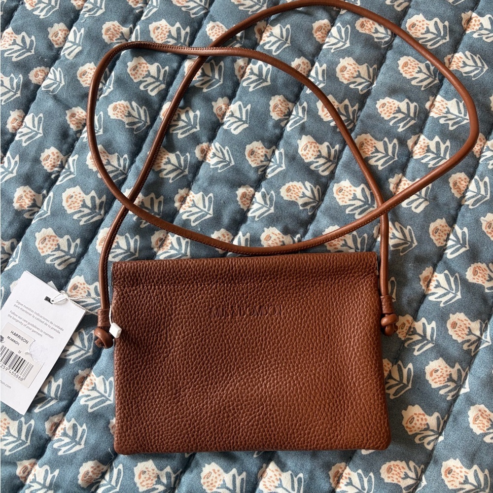 Brown Leather Crossbody Bag NWT Quiet Luxury European Design Mus & Bombon - Picture 4 of 7